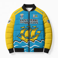 Personalized Saint Pierre and Miquelon Bomber Puffer Jacket A Mare Labor - Wonder Print Shop