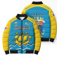 Personalized Saint Pierre and Miquelon Bomber Puffer Jacket A Mare Labor - Wonder Print Shop