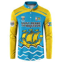 Personalized Saint Pierre and Miquelon Button Sweatshirt A Mare Labor - Wonder Print Shop