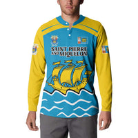 Personalized Saint Pierre and Miquelon Button Sweatshirt A Mare Labor - Wonder Print Shop