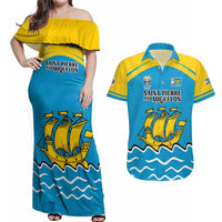 Personalized Saint Pierre and Miquelon Couples Matching Off Shoulder Maxi Dress and Hawaiian Shirt A Mare Labor - Wonder Print Shop