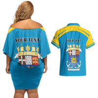 Personalized Saint Pierre and Miquelon Couples Matching Off Shoulder Short Dress and Hawaiian Shirt A Mare Labor - Wonder Print Shop