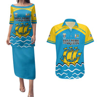 Personalized Saint Pierre and Miquelon Couples Matching Puletasi and Hawaiian Shirt A Mare Labor - Wonder Print Shop