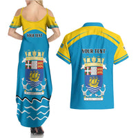 Personalized Saint Pierre and Miquelon Couples Matching Summer Maxi Dress and Hawaiian Shirt A Mare Labor - Wonder Print Shop