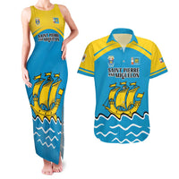 Personalized Saint Pierre and Miquelon Couples Matching Tank Maxi Dress and Hawaiian Shirt A Mare Labor - Wonder Print Shop