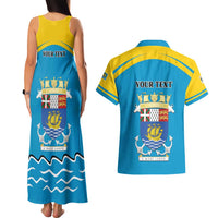 Personalized Saint Pierre and Miquelon Couples Matching Tank Maxi Dress and Hawaiian Shirt A Mare Labor - Wonder Print Shop