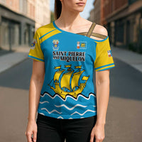 Personalized Saint Pierre and Miquelon Cross Shoulder Shirt A Mare Labor - Wonder Print Shop