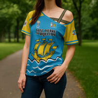 Personalized Saint Pierre and Miquelon Cross Shoulder Shirt A Mare Labor - Wonder Print Shop