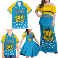 Personalized Saint Pierre and Miquelon Family Matching Off Shoulder Maxi Dress and Hawaiian Shirt A Mare Labor - Wonder Print Shop