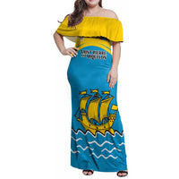 Personalized Saint Pierre and Miquelon Family Matching Off Shoulder Maxi Dress and Hawaiian Shirt A Mare Labor - Wonder Print Shop