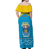Personalized Saint Pierre and Miquelon Family Matching Off Shoulder Maxi Dress and Hawaiian Shirt A Mare Labor - Wonder Print Shop
