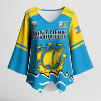 Personalized Saint Pierre and Miquelon Kimono Sleeve Blouse A Mare Labor - Wonder Print Shop