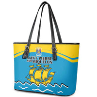 Saint Pierre and Miquelon Leather Tote Bag A Mare Labor - Wonder Print Shop