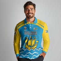Personalized Saint Pierre and Miquelon Long Sleeve Polo Shirt A Mare Labor - Wonder Print Shop