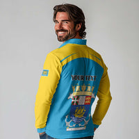 Personalized Saint Pierre and Miquelon Long Sleeve Polo Shirt A Mare Labor - Wonder Print Shop