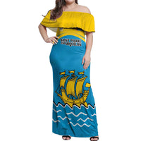 Personalized Saint Pierre and Miquelon Off Shoulder Maxi Dress A Mare Labor - Wonder Print Shop