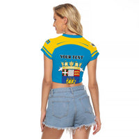 Personalized Saint Pierre and Miquelon Raglan Cropped T Shirt A Mare Labor - Wonder Print Shop