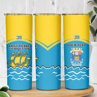 Personalized Saint Pierre and Miquelon Skinny Tumbler A Mare Labor - Wonder Print Shop