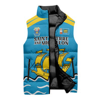 Personalized Saint Pierre and Miquelon Sleeveless Puffer Jacket A Mare Labor - Wonder Print Shop