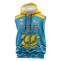 Personalized Saint Pierre and Miquelon Sleeveless Zip Hoodie A Mare Labor - Wonder Print Shop