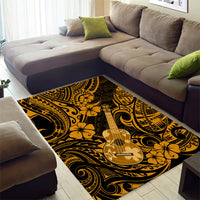 Hawaii Ukulele Area Rug Polynesian Pattern Gold Version - Wonder Print Shop