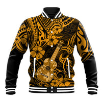 Hawaii Ukulele Baseball Jacket Polynesian Pattern Gold Version - Wonder Print Shop