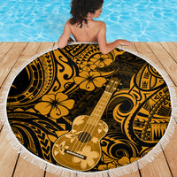 Hawaii Ukulele Beach Blanket Polynesian Pattern Gold Version - Wonder Print Shop