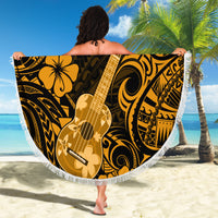 Hawaii Ukulele Beach Blanket Polynesian Pattern Gold Version - Wonder Print Shop