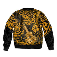 Hawaii Ukulele Bomber Jacket Polynesian Pattern Gold Version - Wonder Print Shop