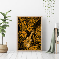 Hawaii Ukulele Canvas Wall Art Polynesian Pattern Gold Version - Wonder Print Shop