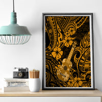 Hawaii Ukulele Canvas Wall Art Polynesian Pattern Gold Version - Wonder Print Shop