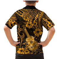 Hawaii Ukulele Family Matching Mermaid Dress and Hawaiian Shirt Polynesian Pattern Gold Version - Wonder Print Shop