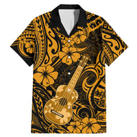 Hawaii Ukulele Family Matching Mermaid Dress and Hawaiian Shirt Polynesian Pattern Gold Version - Wonder Print Shop