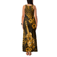 Hawaii Ukulele Family Matching Tank Maxi Dress and Hawaiian Shirt Polynesian Pattern Gold Version - Wonder Print Shop