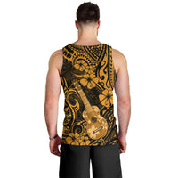 Hawaii Ukulele Men Tank Top Polynesian Pattern Gold Version - Wonder Print Shop