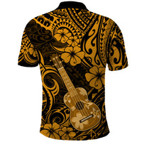 Hawaii Ukulele Polo Shirt Polynesian Pattern Gold Version - Wonder Print Shop