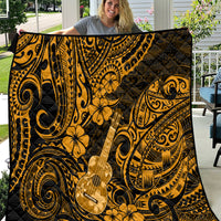 Hawaii Ukulele Quilt Polynesian Pattern Gold Version - Wonder Print Shop