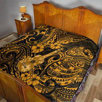 Hawaii Ukulele Quilt Polynesian Pattern Gold Version - Wonder Print Shop