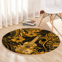 hawaii-ukulele-round-carpet-polynesian-pattern-gold-version