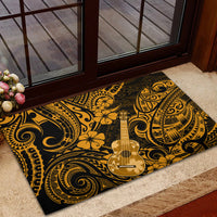 Hawaii Ukulele Rubber Doormat Polynesian Pattern Gold Version - Wonder Print Shop