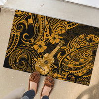 Hawaii Ukulele Rubber Doormat Polynesian Pattern Gold Version - Wonder Print Shop