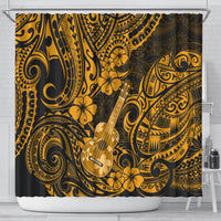hawaii-ukulele-shower-curtain-polynesian-pattern-gold-version