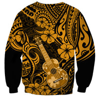 Hawaii Ukulele Sweatshirt Polynesian Pattern Gold Version - Wonder Print Shop