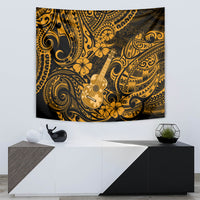 Hawaii Ukulele Tapestry Polynesian Pattern Gold Version - Wonder Print Shop