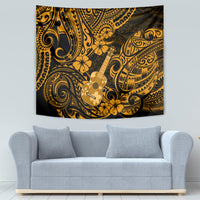 Hawaii Ukulele Tapestry Polynesian Pattern Gold Version - Wonder Print Shop