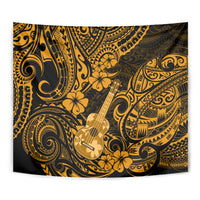 Hawaii Ukulele Tapestry Polynesian Pattern Gold Version - Wonder Print Shop