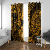 Hawaii Ukulele Window Curtain Polynesian Pattern Gold Version - Wonder Print Shop