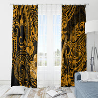 Hawaii Ukulele Window Curtain Polynesian Pattern Gold Version - Wonder Print Shop
