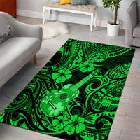 Hawaii Ukulele Area Rug Polynesian Pattern Green Version - Wonder Print Shop