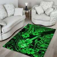 Hawaii Ukulele Area Rug Polynesian Pattern Green Version - Wonder Print Shop